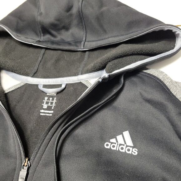 Adidas Sweater Women Medium Jacket Black Grey Climant Warm ColorBlock Sweatshirt - Picture 7 of 12